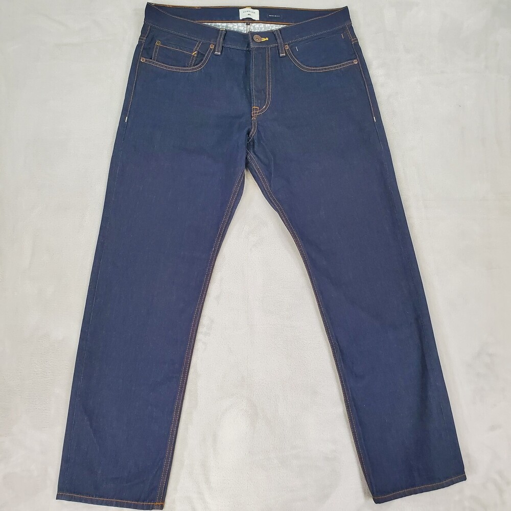 Quiksilver Jeans Mens 33x30 Regular Fit Straight Blue Midweight Rinse Denim